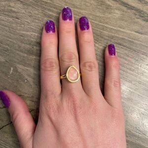 Gold and Pink Teardrop Ring